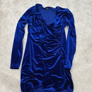 Elegant Blue Velvet Dress